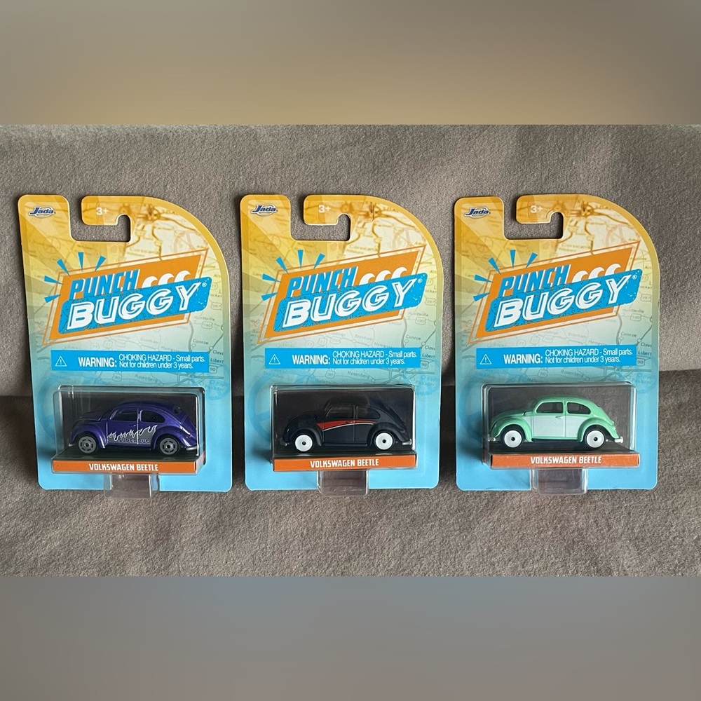 Jada Punch Buggy Slug Bug Set of 3 VW Volkswagen Beetles Die Cast cars New